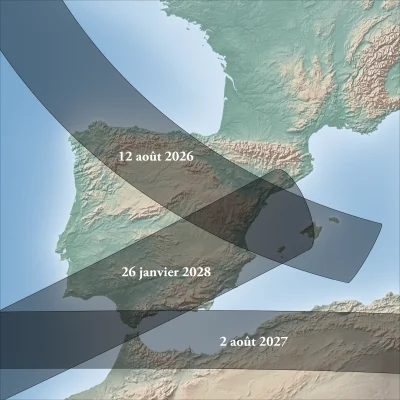 Deux étés et un hiver, trois rendez-vous rares : la « trilogie ibérique » des éclipses (2026–2028)